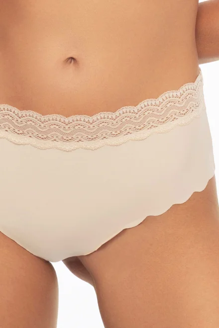 2 PACK kalhotky Polly - vyšší pas - Černo-béžová