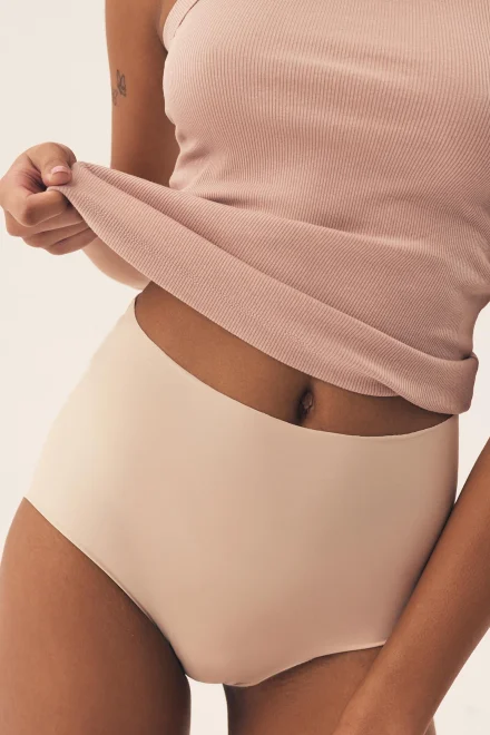 2 PACK nohavičky Bump – vyšší pás - Béžová-ecru