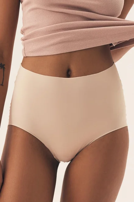 2 PACK nohavičky Bump – vyšší pás - Béžová-ecru