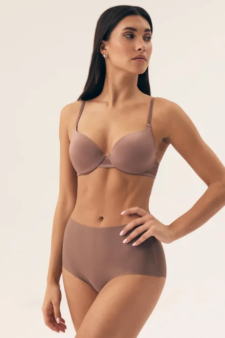 2 PACK nohavičky Bump – vyšší pás - Hnedo-bežová