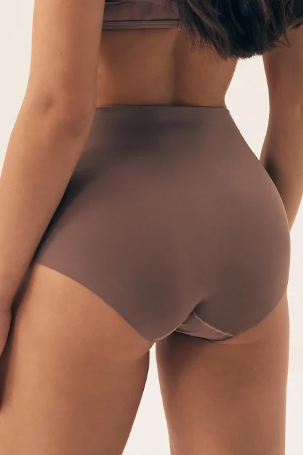 2 PACK nohavičky Bump – vyšší pás - Hnedo-bežová