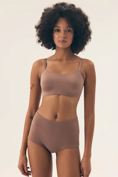 Sportovní podprsenka Bass - bez kostic - Mocca