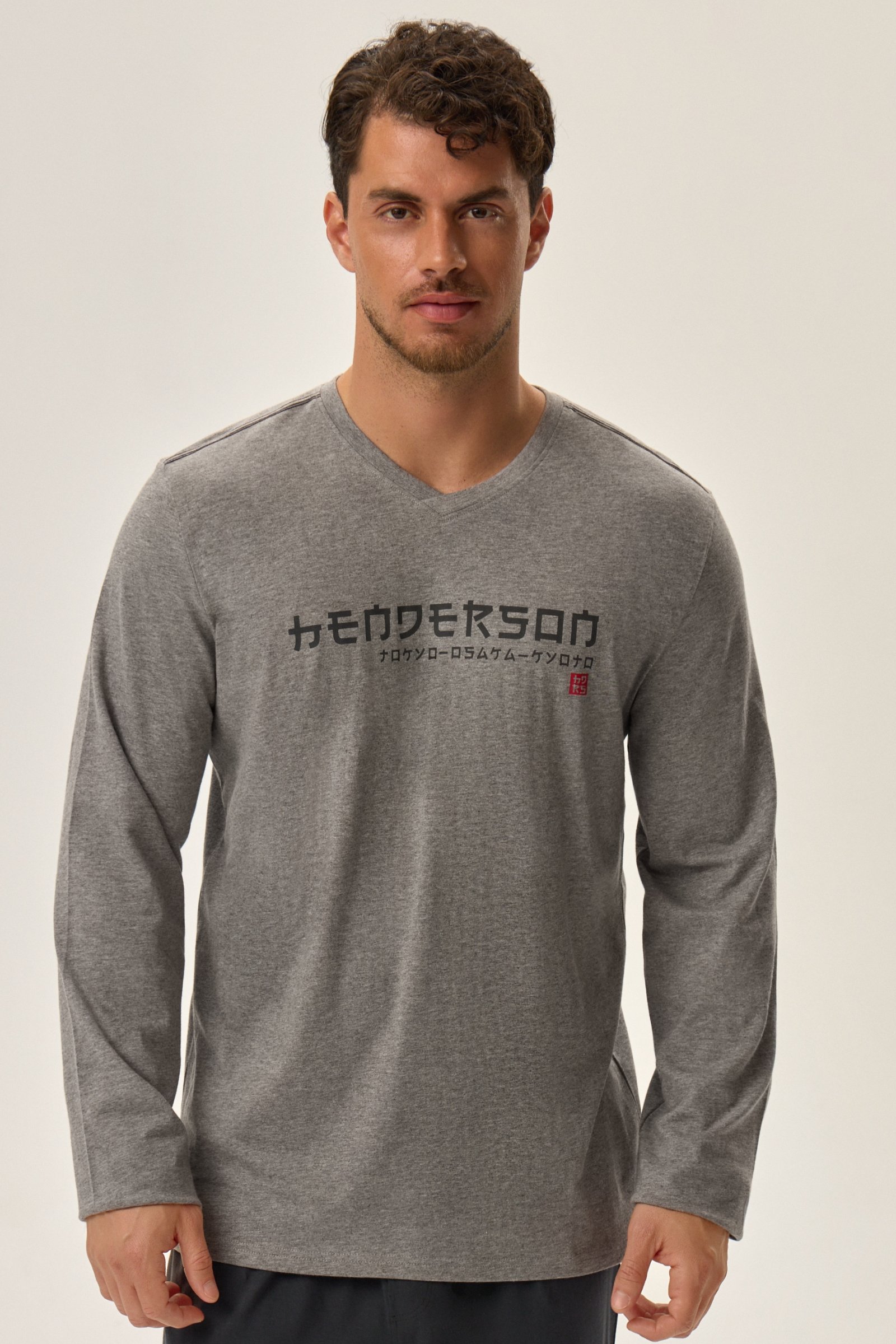 Pánské pyžamo Henderson Japan - bavlna Šedo-tmavěšedá XL