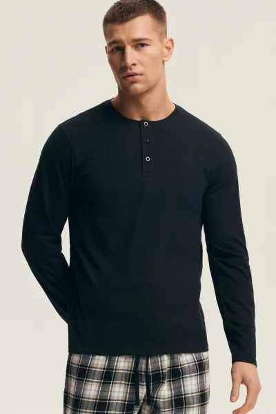 Pánské pyžamo Noir - flanelová bavlna - Černá