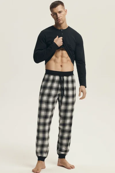 Pánské pyžamo Noir - flanelová bavlna - Černá