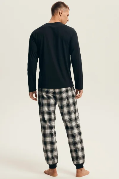 Pánské pyžamo Noir - flanelová bavlna - Černá