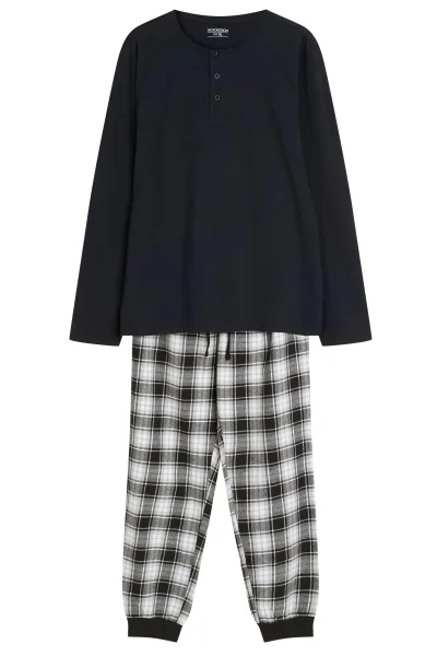 Pánské pyžamo Noir - flanelová bavlna - Černá