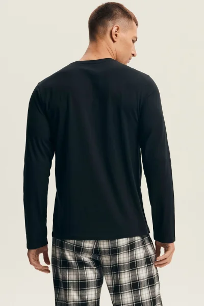 Pánské pyžamo Noir - flanelová bavlna - Černá