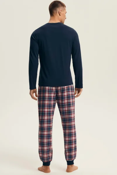 Pánské pyžamo Noir - flanelová bavlna - Tmavě modrá