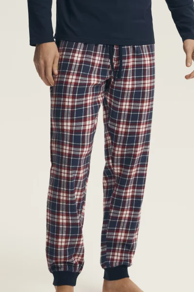 Pánské pyžamo Noir - flanelová bavlna - Tmavě modrá