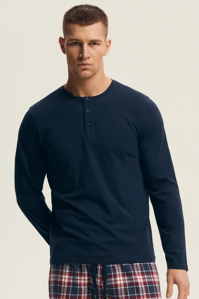 Pánské pyžamo Noir - flanelová bavlna - Tmavě modrá