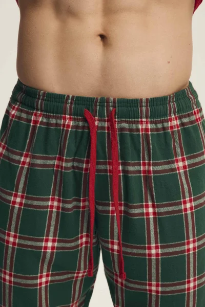 Pánské pyžamo Nougat - flanelová bavlna - Červeno-zelená