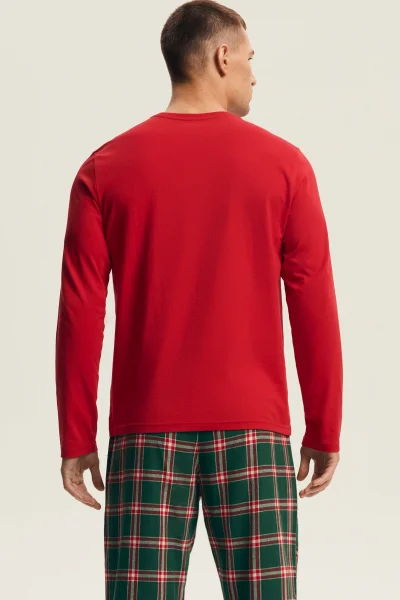 Pánské pyžamo Nougat - flanelová bavlna - Červeno-zelená