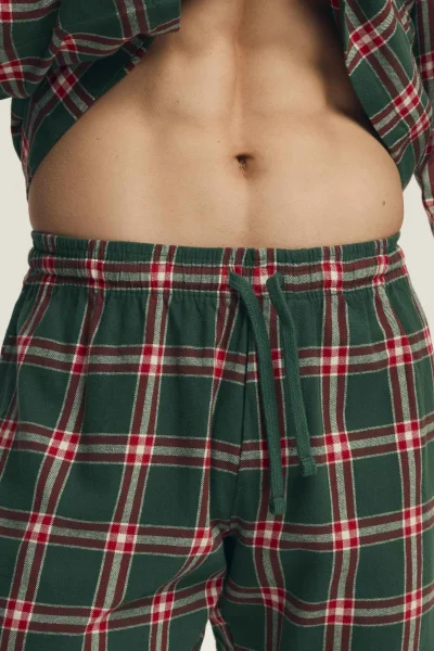 Pánské propínací pyžamo Nut - flanelová bavlna - Zelená