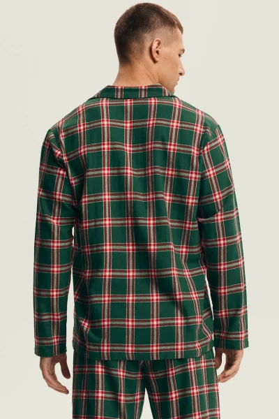 Pánské propínací pyžamo Nut - flanelová bavlna - Zelená