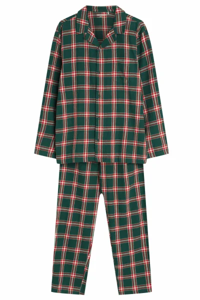 Pánské propínací pyžamo Nut - flanelová bavlna - Zelená