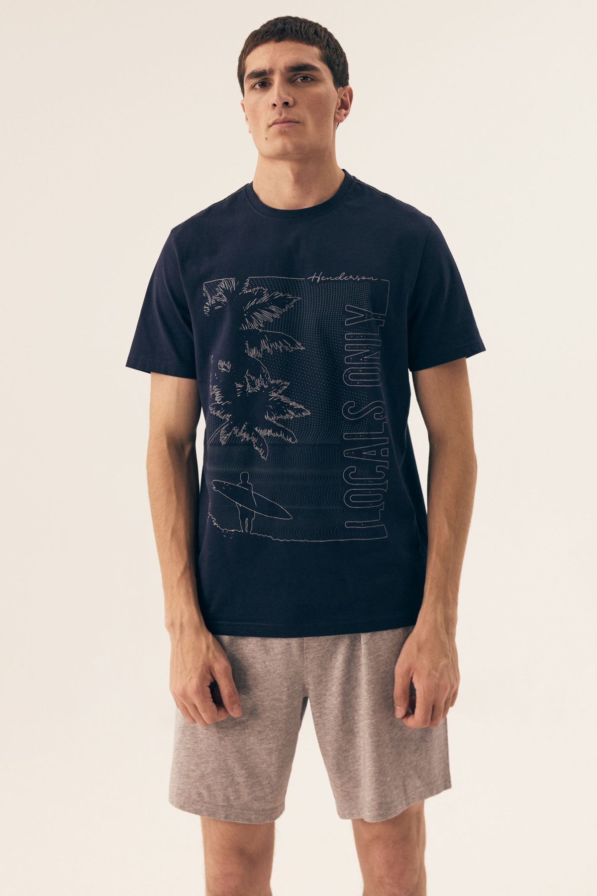 Pánské pyžamo Henderson Surf - bavlna Tmavě modrá 2XL