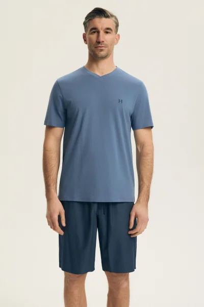 Pánské pyžamo Post - bavlna - Tmavěmodrá-modrá