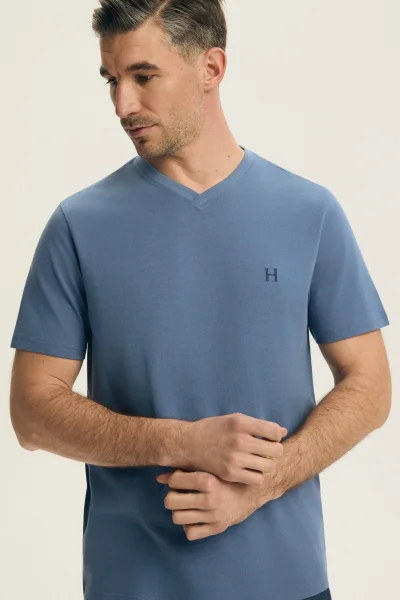 Pánské pyžamo Post - bavlna - Tmavěmodrá-modrá