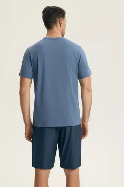 Pánské pyžamo Post - bavlna - Tmavěmodrá-modrá