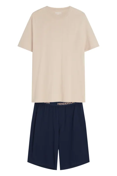 Pánské pyžamo Pin - bavlna - Béžovo-modrá