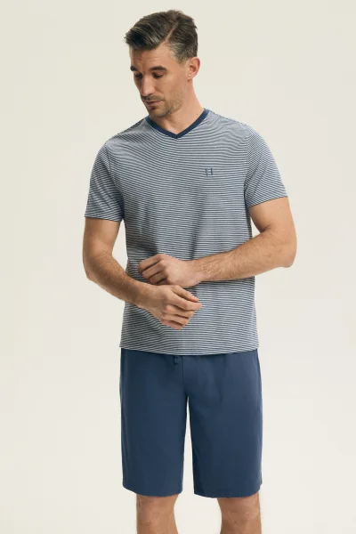 Pánské pyžamo Poke - bavlna - Modrá