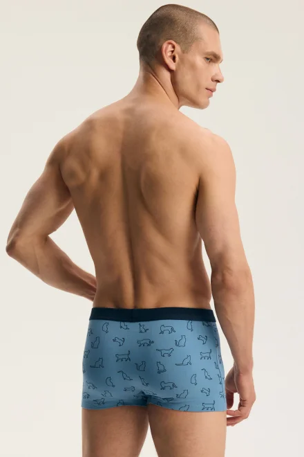 2 PACK boxerky Fur - krátká nohavička - Tmavěmodrá-modrá