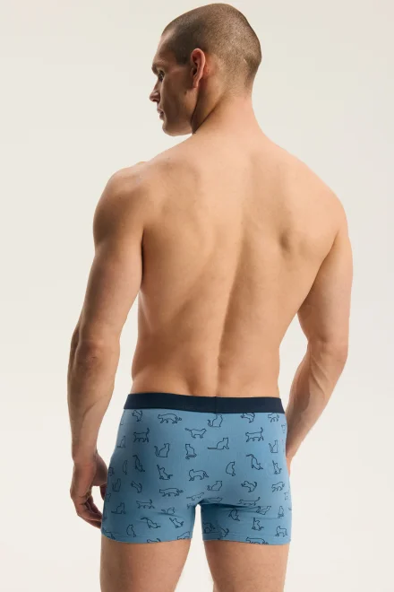 2 PACK boxerky Fur - bavlna - Tmavěmodrá-modrá