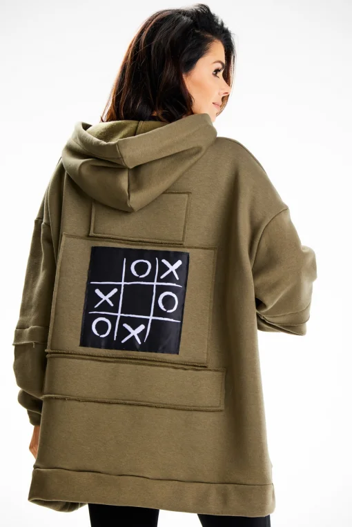 Hřejivá oversize mikina M332 Khaki