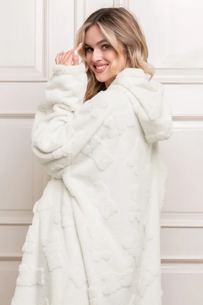 Hřejivá oversize mikina Méďa - s kapucí - Ecru
