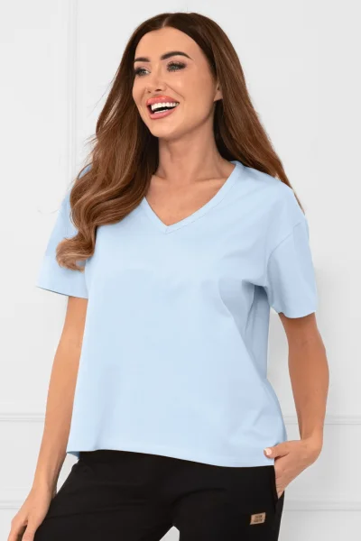 Dámské tričko Klara - bavlna - Světle modrá