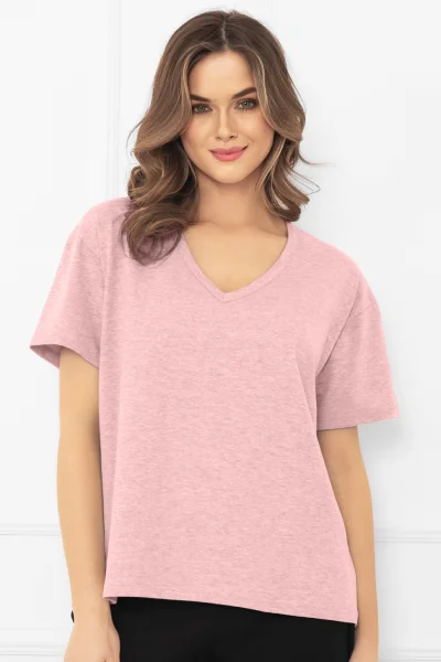 Dámské tričko Klara - bavlna - Růžovo-šedá