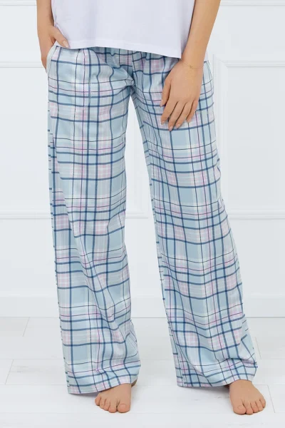 Dámské pyžamové kalhoty Glamour - bavlna - Světle modrá