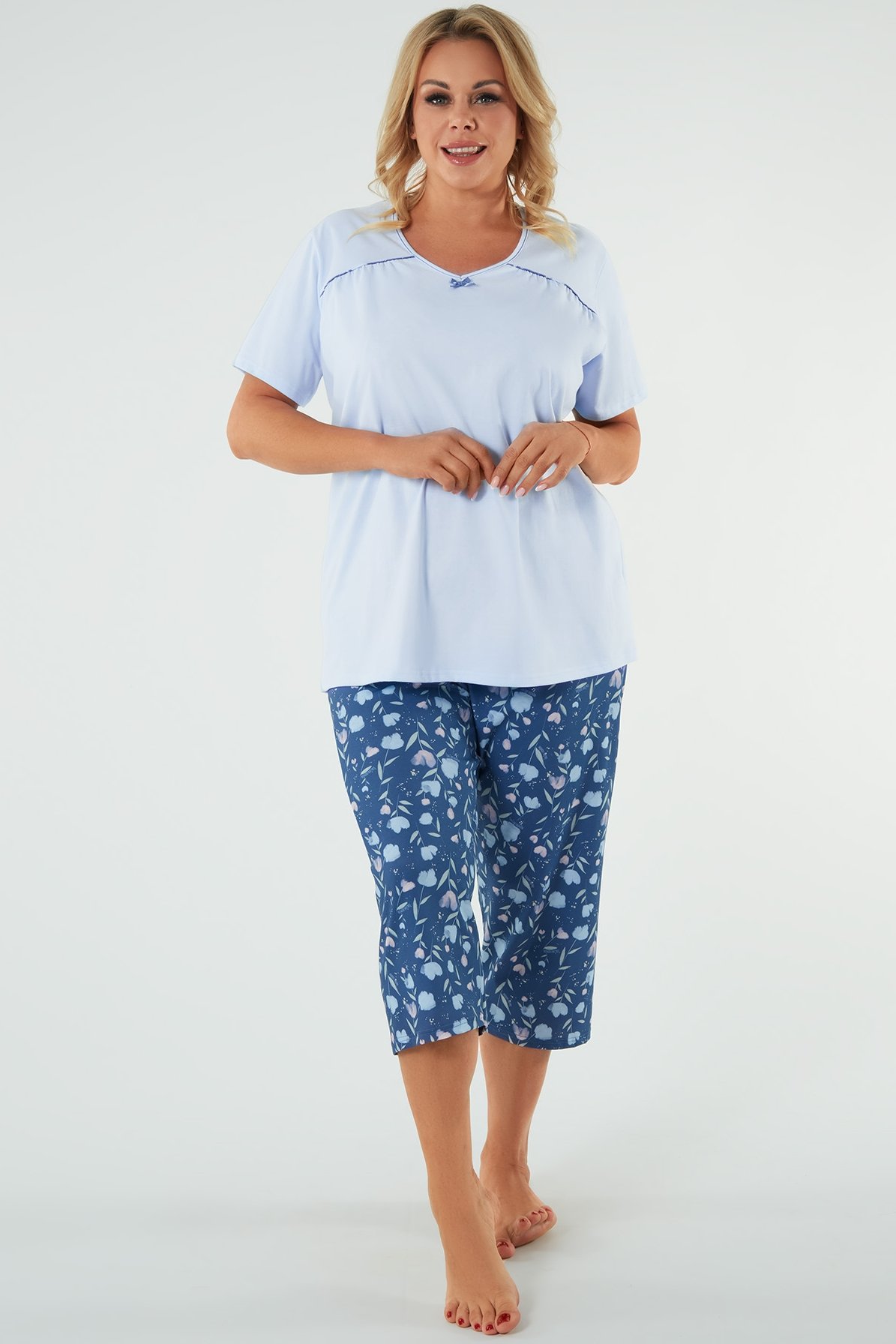 Dámské pyžamo Italian Fashion Agalia - tříčtvrteční Modrá 4XL