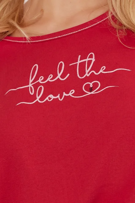 Bavlněné dámské pyžamo Evora - Feel the love - Červená