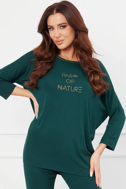 Tříčtvrteční  dámské pyžamo Natura - viskóza - Zelená