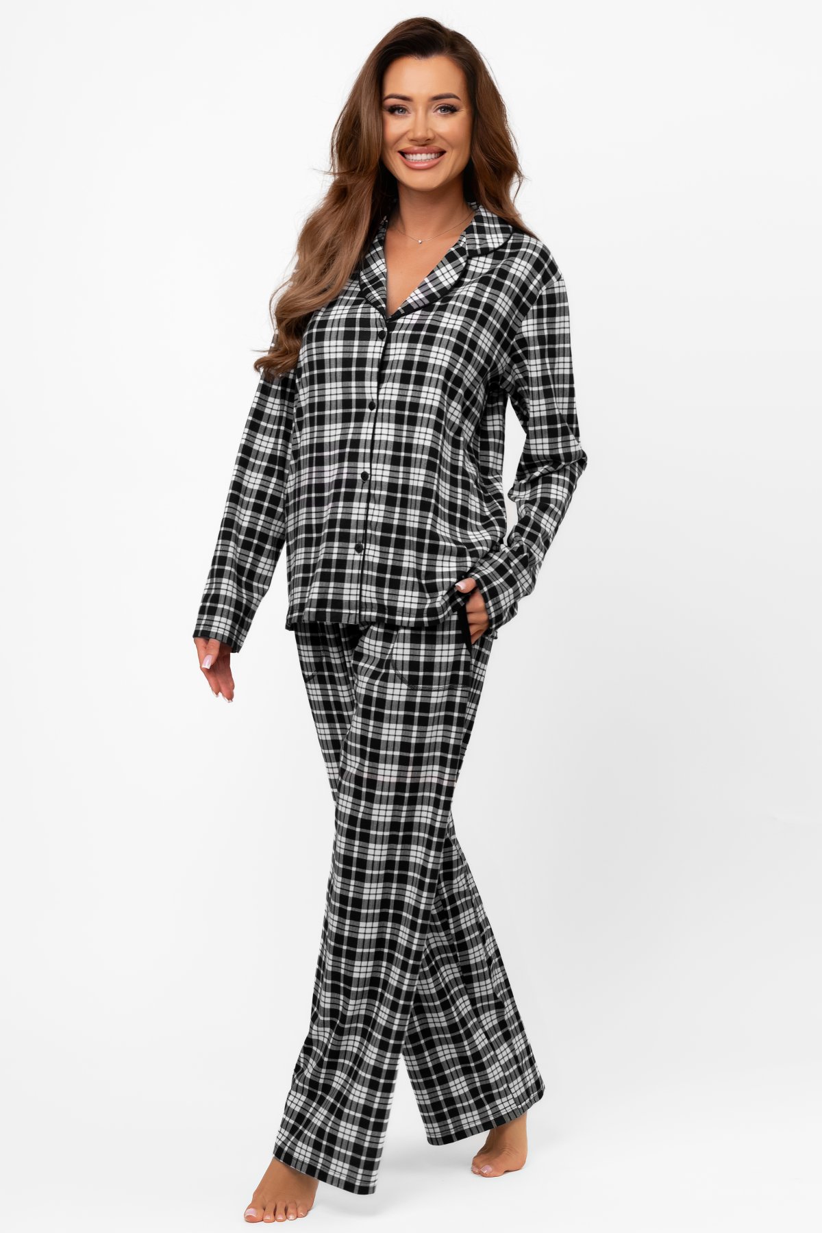 Dámské pyžamo Italian Fashion Klára - bavlna Černo-bílá 2XL