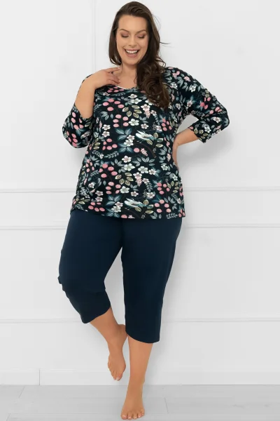 Dámské pyžamo Lucja - bavlna - Tmavě modrá