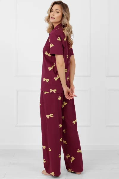 Dámské propínací pyžamo Kwadro - bavlna - Bordó