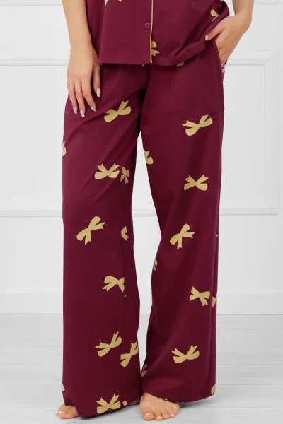 Dámské propínací pyžamo Kwadro - bavlna - Bordó