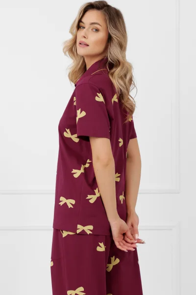 Dámské propínací pyžamo Kwadro - bavlna - Bordó