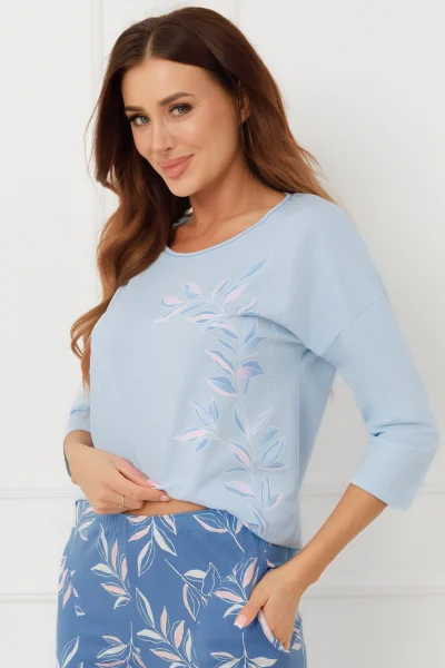 Dámské pyžamo Erula - bavlna - Světlemodrá-tmavěmodrá