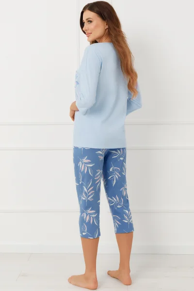 Dámské pyžamo Erula - bavlna - Světlemodrá-tmavěmodrá