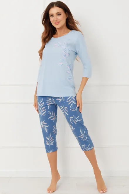 Dámské pyžamo Erula - bavlna - Světlemodrá-tmavěmodrá