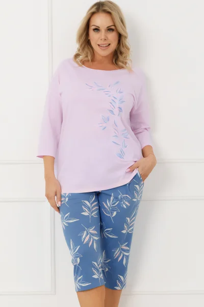 Dámské pyžamo Erula - bavlna - Růžovo-modrá