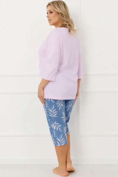 Dámské pyžamo Erula - bavlna - Růžovo-modrá