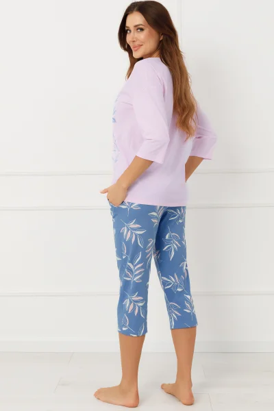 Dámské pyžamo Erula - bavlna - Růžovo-modrá
