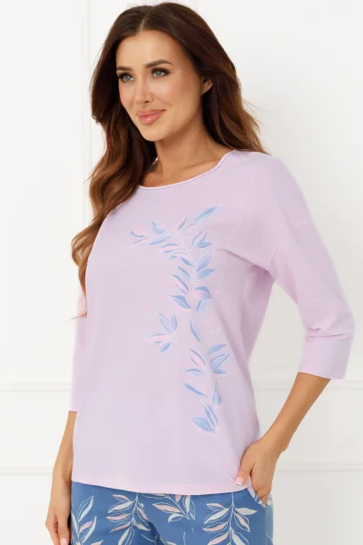 Dámské pyžamo Erula - bavlna - Růžovo-modrá