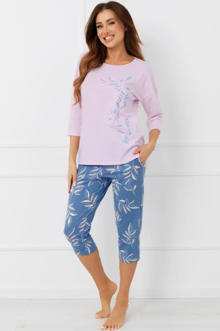 Dámské pyžamo Erula - bavlna - Růžovo-modrá