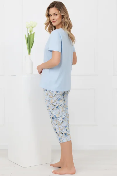 Dámské pyžamo Celozja - 3/4 nohavice - bavlněné - Světle modrá